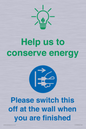 CC10748: Help us to conserve energy - Switch this off at the wall when you are finished