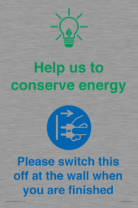 CC10748: Help us to conserve energy - Switch this off at the wall when you are finished