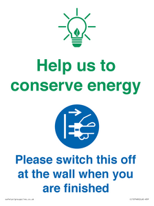 CC10748: Help us to conserve energy - Switch this off at the wall when you are finished
