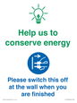 CC10748: Help us to conserve energy - Switch this off at the wall when you are finished