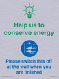 CC10748: Help us to conserve energy - Switch this off at the wall when you are finished