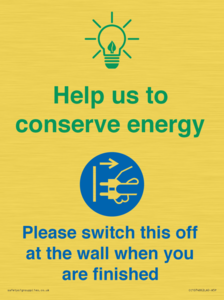 CC10748: Help us to conserve energy - Switch this off at the wall when you are finished