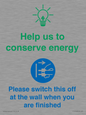 CC10748: Help us to conserve energy - Switch this off at the wall when you are finished