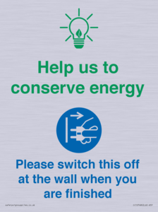 CC10748: Help us to conserve energy - Switch this off at the wall when you are finished