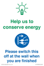 CC10748: Help us to conserve energy - Switch this off at the wall when you are finished