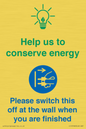 CC10748: Help us to conserve energy - Switch this off at the wall when you are finished