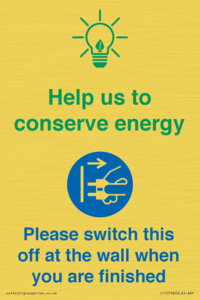 CC10748: Help us to conserve energy - Switch this off at the wall when you are finished