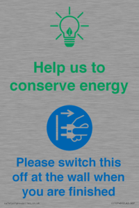 CC10748: Help us to conserve energy - Switch this off at the wall when you are finished