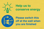 CC10748: Help us to conserve energy - Switch this off at the wall when you are finished