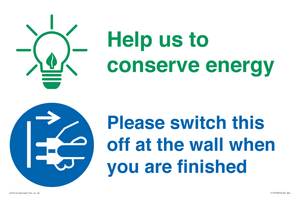 CC10748: Help us to conserve energy - Switch this off at the wall when you are finished