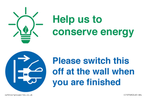CC10748: Help us to conserve energy - Switch this off at the wall when you are finished