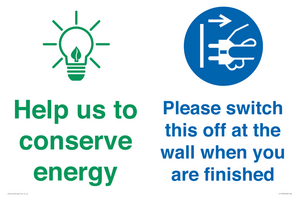 CC10748: Help us to conserve energy - Switch this off at the wall when you are finished