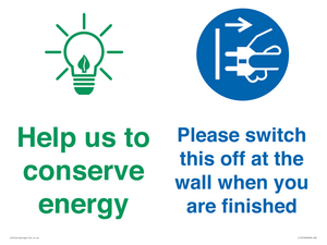 CC10748: Help us to conserve energy - Switch this off at the wall when you are finished