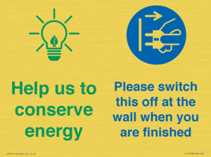 CC10748: Help us to conserve energy - Switch this off at the wall when you are finished