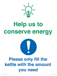 CC10750: Help us to conserve energy - Only fill the kettle with the amount you need
