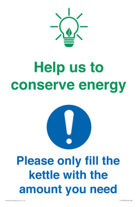 CC10750: Help us to conserve energy - Only fill the kettle with the amount you need