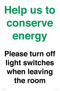 CC10756: Help us to conserve energy - Please turn off light switches when leaving the room