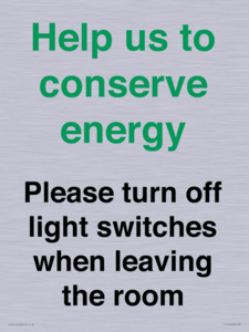 CC10756: Help us to conserve energy - Please turn off light switches when leaving the room