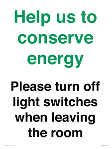 CC10756: Help us to conserve energy - Please turn off light switches when leaving the room