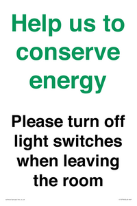CC10756: Help us to conserve energy - Please turn off light switches when leaving the room