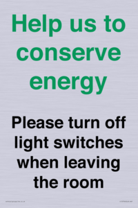 CC10756: Help us to conserve energy - Please turn off light switches when leaving the room