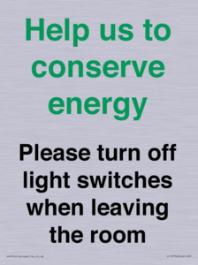 CC10756: Help us to conserve energy - Please turn off light switches when leaving the room