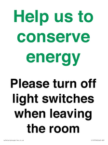 CC10756: Help us to conserve energy - Please turn off light switches when leaving the room