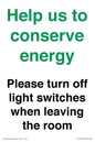 CC10756: Help us to conserve energy - Please turn off light switches when leaving the room