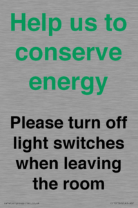CC10756: Help us to conserve energy - Please turn off light switches when leaving the room