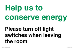 CC10756: Help us to conserve energy - Please turn off light switches when leaving the room
