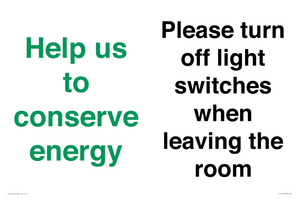 CC10756: Help us to conserve energy - Please turn off light switches when leaving the room
