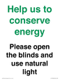 CC10762: Help us to conserve energy - Please open the blinds and use natural light