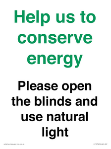 CC10762: Help us to conserve energy - Please open the blinds and use natural light