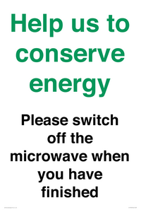 CC10764: Help us to conserve energy - Please switch off the microwave when you have finished