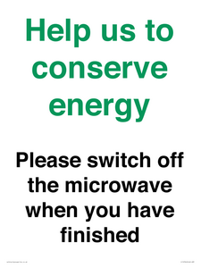 CC10764: Help us to conserve energy - Please switch off the microwave when you have finished