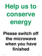 CC10764: Help us to conserve energy - Please switch off the microwave when you have finished