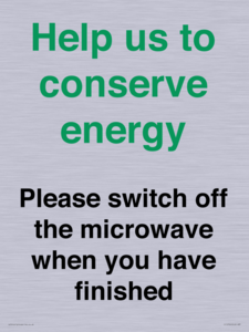CC10764: Help us to conserve energy - Please switch off the microwave when you have finished