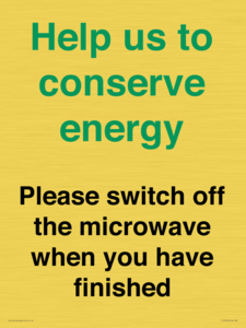 CC10764: Help us to conserve energy - Please switch off the microwave when you have finished