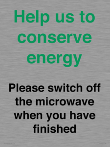 CC10764: Help us to conserve energy - Please switch off the microwave when you have finished