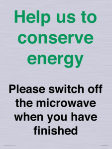 CC10764: Help us to conserve energy - Please switch off the microwave when you have finished