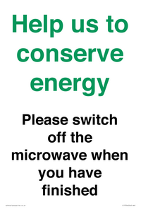 CC10764: Help us to conserve energy - Please switch off the microwave when you have finished