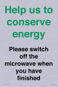 CC10764: Help us to conserve energy - Please switch off the microwave when you have finished