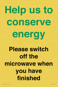 CC10764: Help us to conserve energy - Please switch off the microwave when you have finished