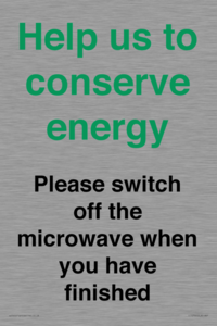 CC10764: Help us to conserve energy - Please switch off the microwave when you have finished