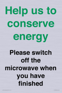 CC10764: Help us to conserve energy - Please switch off the microwave when you have finished
