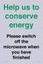 CC10764: Help us to conserve energy - Please switch off the microwave when you have finished