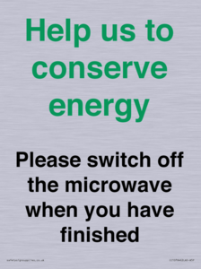 CC10764: Help us to conserve energy - Please switch off the microwave when you have finished