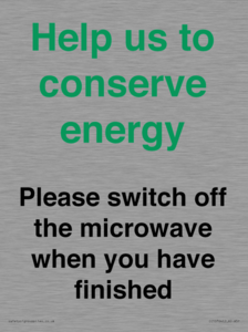 CC10764: Help us to conserve energy - Please switch off the microwave when you have finished