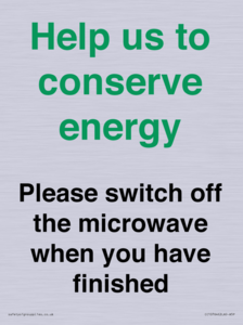 CC10764: Help us to conserve energy - Please switch off the microwave when you have finished