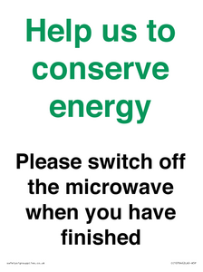 CC10764: Help us to conserve energy - Please switch off the microwave when you have finished